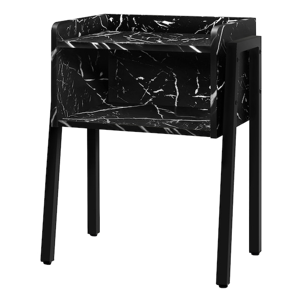 Accent Table, Side, End, Nightstand, Lamp, Living Room, Bedroom, Metal, Laminate, Black Marble Look